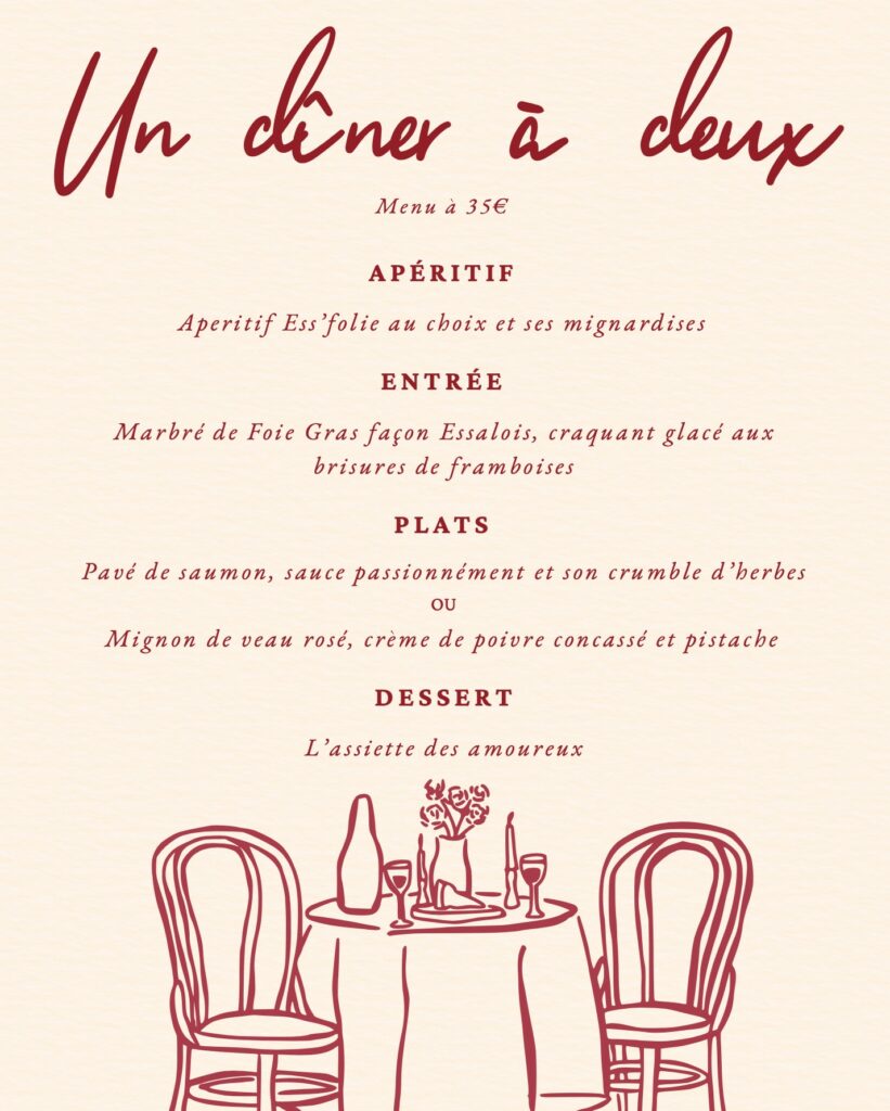 Menu de la Saint Valentin - Un dîner à deux à partir de 42€